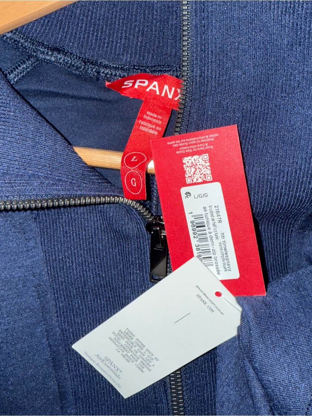 SPANX AIRESSENTIALS® BRUSHED HALF ZIP TUNIC IN HEATHER TIMELESS NAVY - Picture 3 of 6